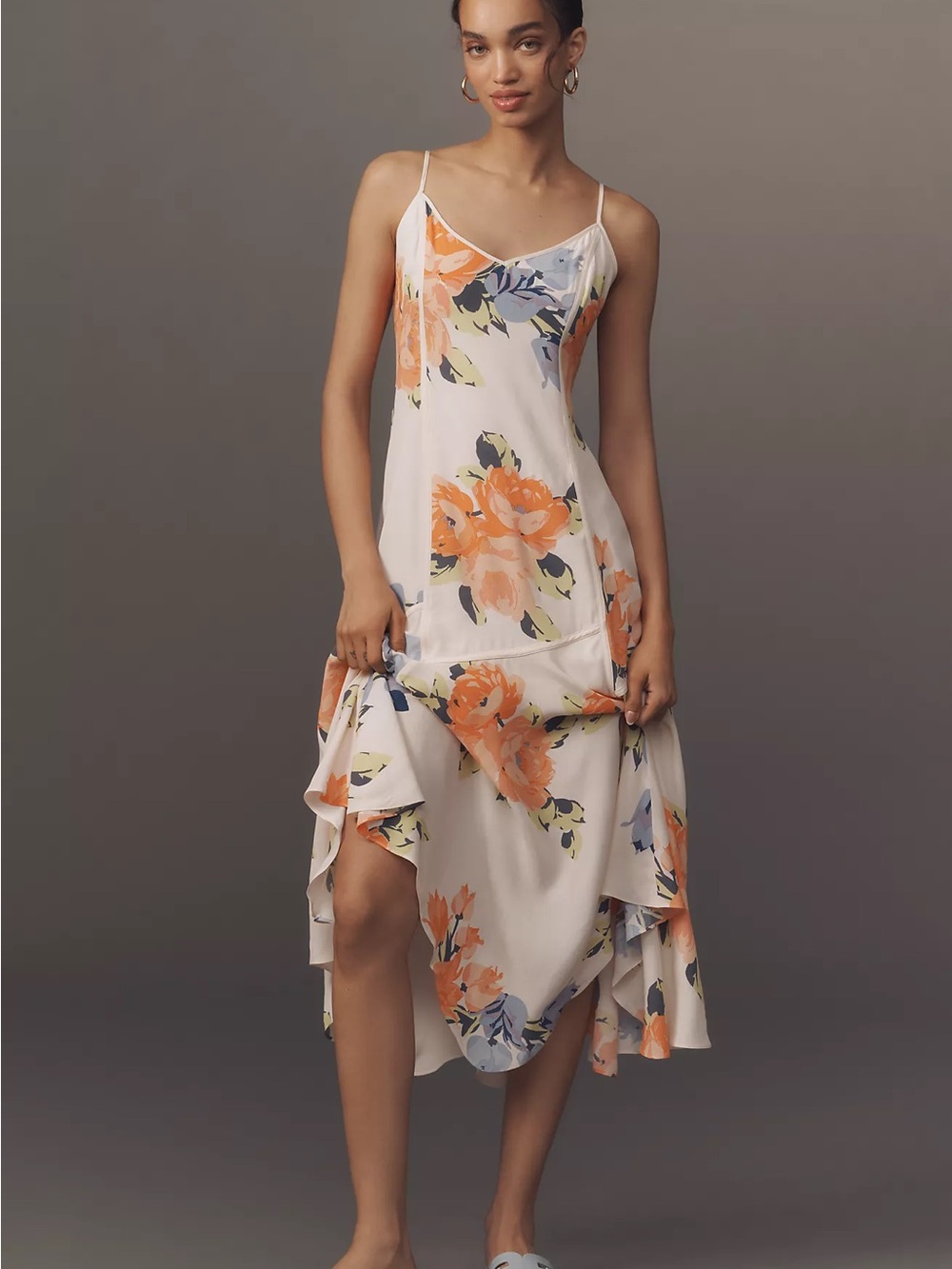 Anthropologie Square-Neck Asymmetric Midi Dress